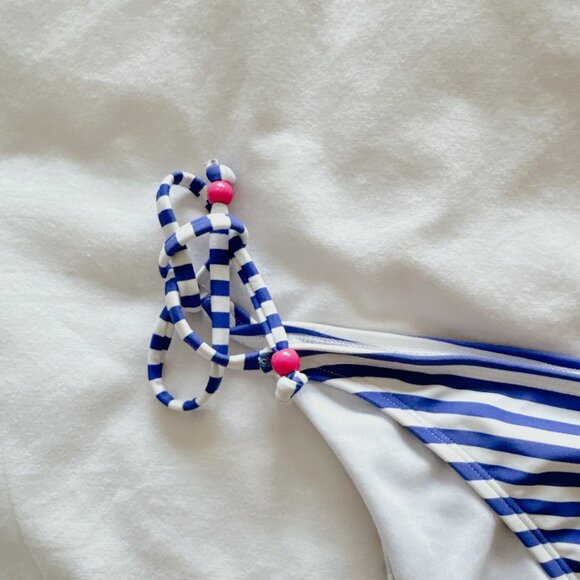 Skinny Dip Stripe String Bikini XL NWT blue & white women's bathing suit - Picture 4 of 10
